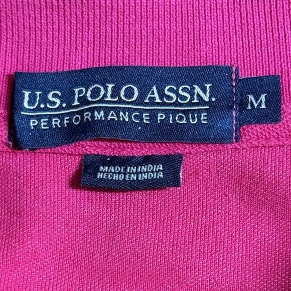 U.S. Polo Assn. Mens Pink Performance Pique Polo Shirt Size M Cotton Blend - Picture 2 of 8